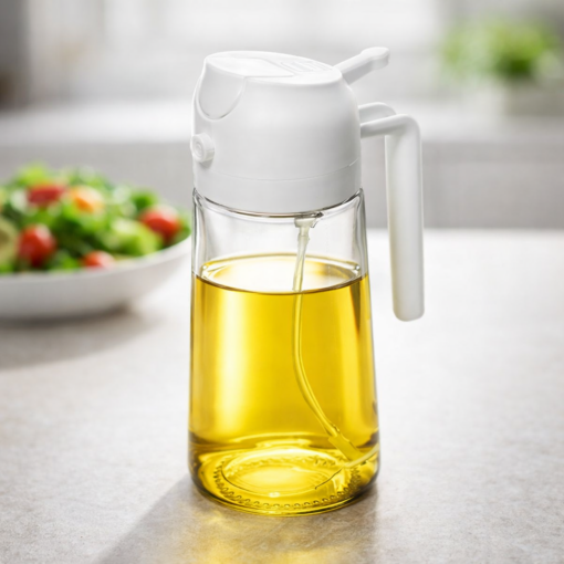 Galheteiro 2 em 1 de Vidro com Borrifador Branco 450ml Lyor