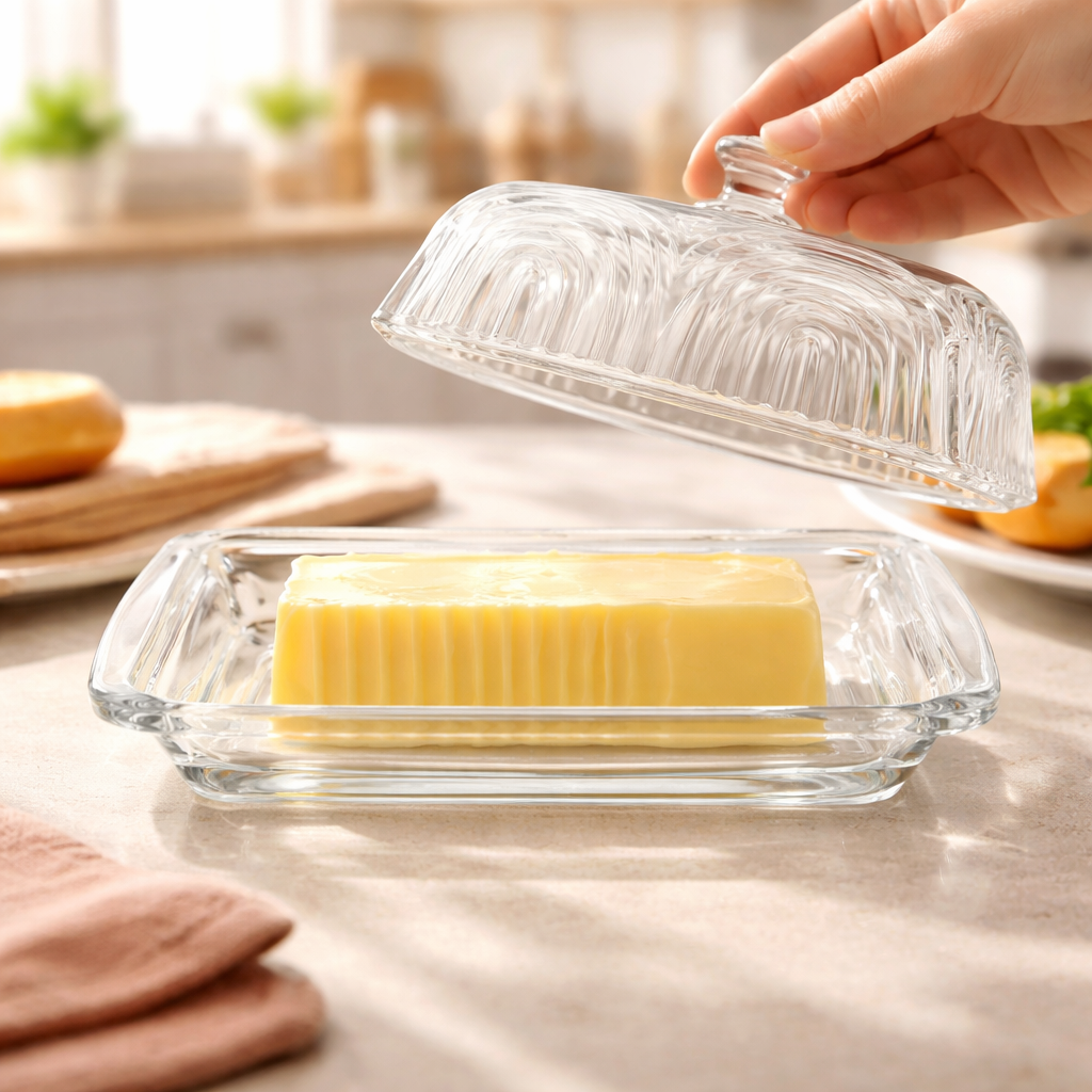 Manteigueira de Vidro Retangular com Tampa Laure