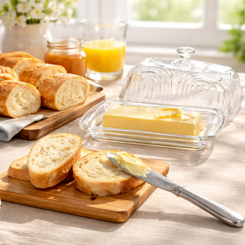 Manteigueira de Vidro Retangular com Tampa Laure