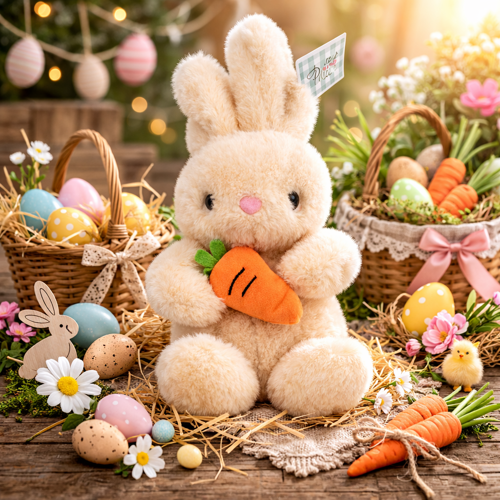Coelho de Páscoa Decorativo em Pelúcia Multiart