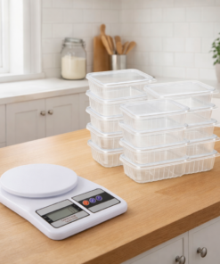 Kit Balança de Cozinha e Pote Descartável 24uni