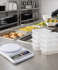 Kit Balança de Cozinha e Pote Descartável 24uni