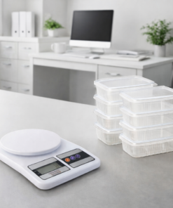 Kit Balança de Cozinha e Pote Descartável 24uni
