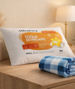 Kit Travesseiro Toque Estrelado com manta Celta Estampada casal 180x200cm