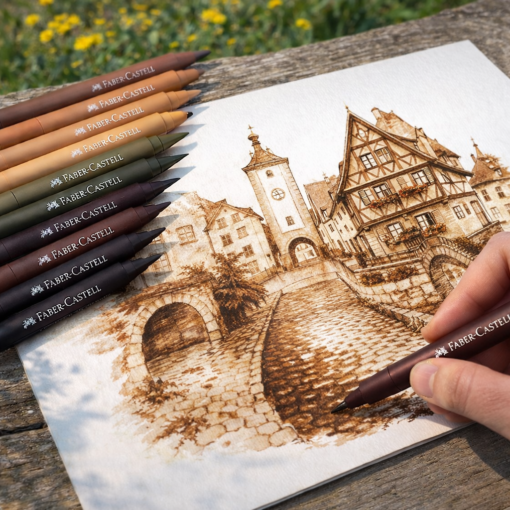 Canetinha Vai e Vem Tons de Pele Faber Castell Lavável Ideal Para Escola e Artes