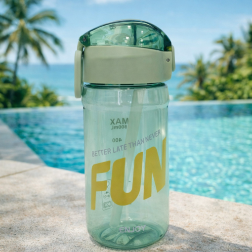 Garrafa Plástica 600ml com Canudo Retrátil e Tampa