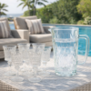 Kit 12 Taças de Vidro + Jarra Lapidada Transparente para Água Suco e Bebidas