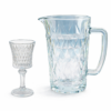 Kit 12 Taças de Vidro + Jarra Lapidada Transparente para Água Suco e Bebidas