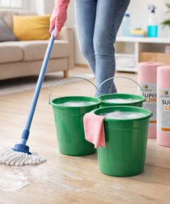 Kit 8 Baldes de 8L e 3 Pano Microfibra 20 folhas