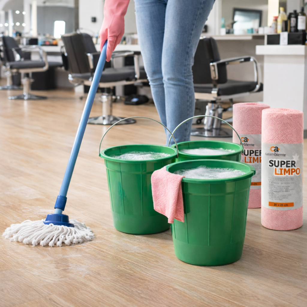 Kit 8 Baldes de 8L e 3 Pano Microfibra 20 folhas