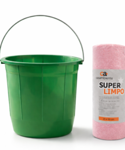 Kit 8 Baldes de 8L e 3 Pano Microfibra 20 folhas