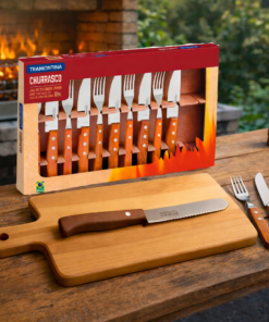 Kit Tádua e Talheres para Churrasco mais Faca para Pão