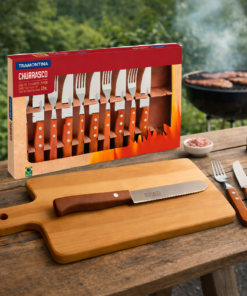Kit Tádua e Talheres para Churrasco mais Faca para Pão