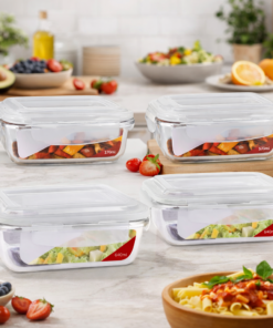 Kit 6 Potes de Vidro Belakaza 3 de 640ml e 3 de 370ml