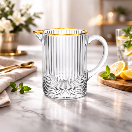 Jarra com Filete Dourado 260ml de Leite da Laure em Vidro