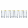 Jogo 6 Copos de Vidro Long Drink 420ml Borda com Filete Dourado