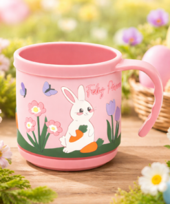 Caneca Infantil Plástica 200ml Decorada Tema Páscoa Colorida