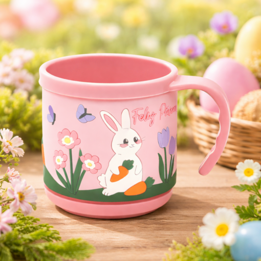 Caneca Infantil Plástica 200ml Decorada Tema Páscoa Colorida