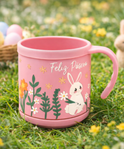 Caneca Infantil Plástica 200ml Decorada Tema Páscoa Colorida