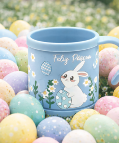 Caneca Infantil Plástica 200ml Decorada Tema Páscoa Colorida