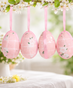 Ovo Decorativo de Páscoa Rosa Floral e Temático