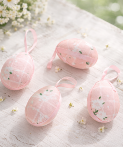 Ovo Decorativo de Páscoa Rosa Floral e Temático