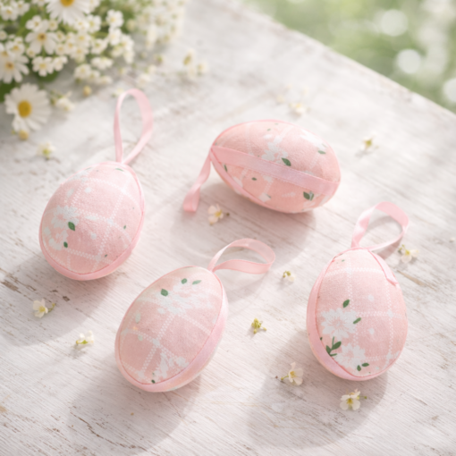 Ovo Decorativo de Páscoa Rosa Floral e Temático