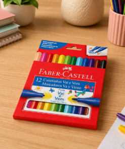 Canetinha Hidrográfica Vai e Vem 12 Cores Faber-Castell