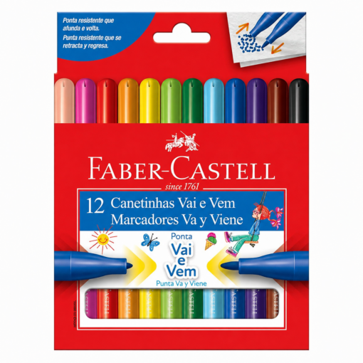Canetinha Hidrográfica Vai e Vem 12 Cores Faber-Castell