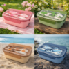Kit 4 Potes de Marmita Divisória com Talheres para Alimentos