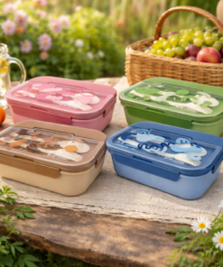 Kit 4 Potes de Marmita Divisória com Talheres para Alimentos