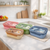 Kit 4 Potes de Marmita Divisória com Talheres para Alimentos