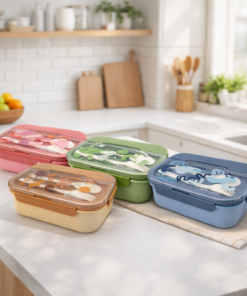 Kit 4 Potes de Marmita Divisória com Talheres para Alimentos