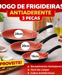 Kit 3 Frigideiras Tramontina Caribe Alumínio Antiaderente Starflon Cozinha 16 20 24 cm