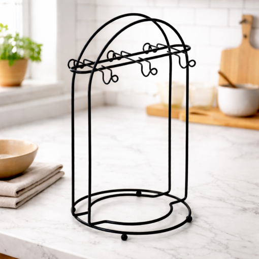 Suporte Preto para Xícara de Chá Elegante e Funcional