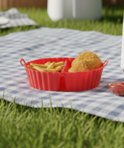 Forma de Silicone para Air Fryer com Divisória Antiaderente 20x16x4,7cm