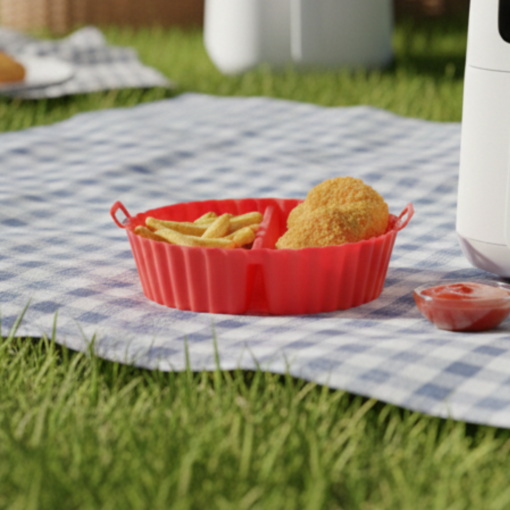 Forma de Silicone para Air Fryer com Divisória Antiaderente 20x16x4,7cm