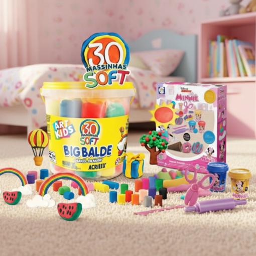 Kit Balde com 30 massinhas + Doceria da Minnie