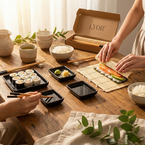 Conjunto para Sushi Saitama em Bambu 7 Peças Lyor