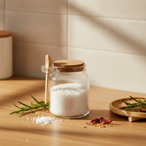 Pote de Vidro com Colher de Bambu e Tampa de Rolha 240ml Lyor
