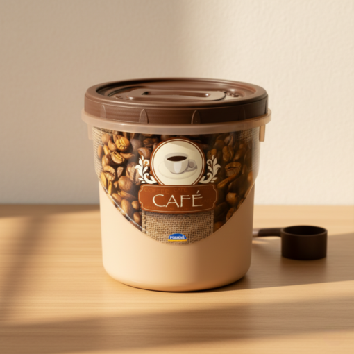 Pote para Café com Tampa de Rosca Decorado Plasútil