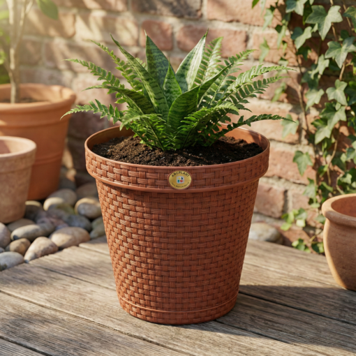 Vaso Redondo Rattan 10L Terracota Anti Dengue Arqplast