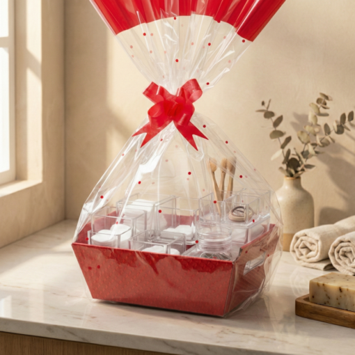 Kit Cesta Organizadora Cristalino Vermelho Tamanho G KT Brindes