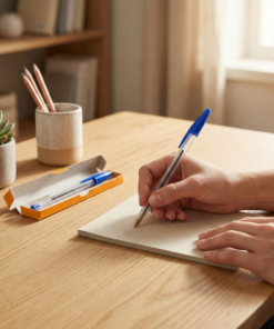 Caneta esferográfica azul média