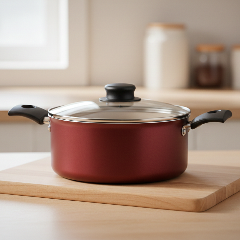 caçarola antiaderente com tampa vermelha