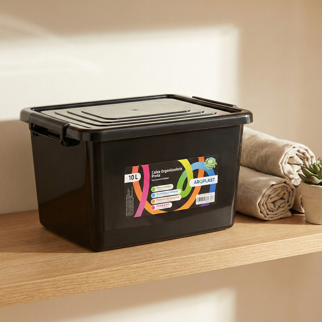 Caixa organizadora preta 10L
