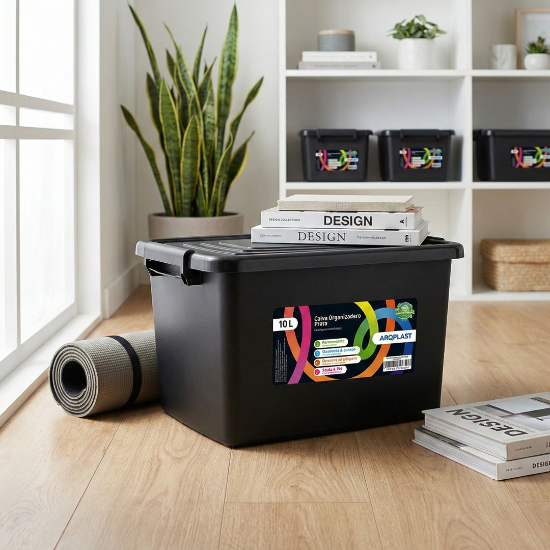 Caixa organizadora preta 10L