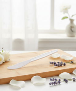 Faca Plástica Reforçada Branca 50 Unidades Descartável