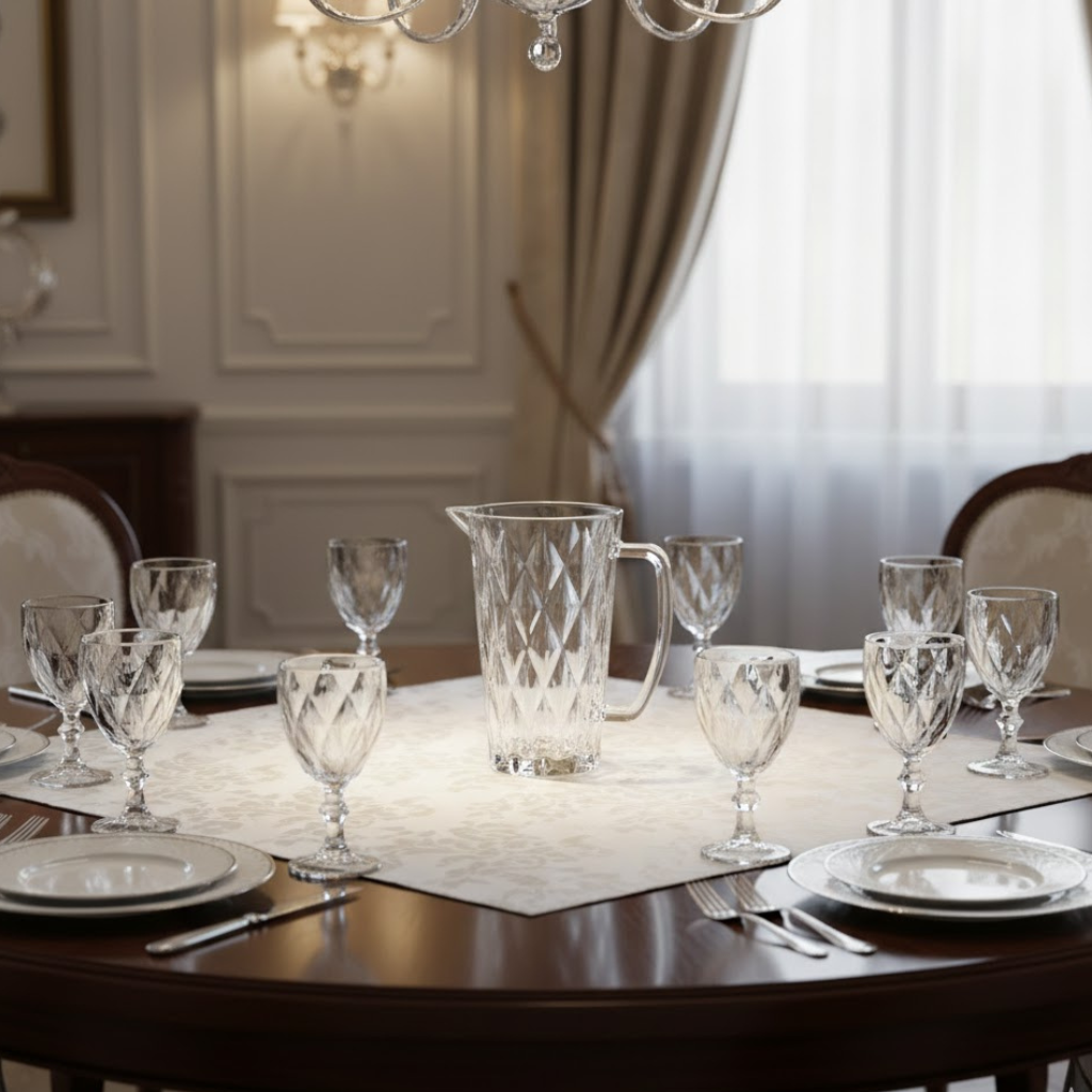 Kit Jarra de Vidro 1,2L com 12 Taças 300ml