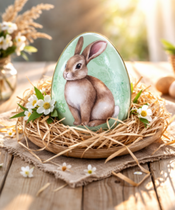 Ovo Decorativo de Páscoa Metal Estampado